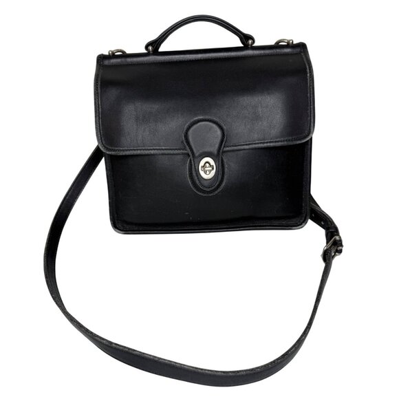 Vintage 90s Coach Willis Legacy Bag #9927 Black Leather Turnlock Satchel - Picture 1 of 13